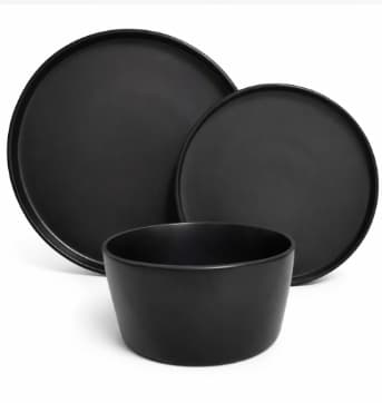 PLATO DE CERÁMICA REDONDO NEGRO 10.5"