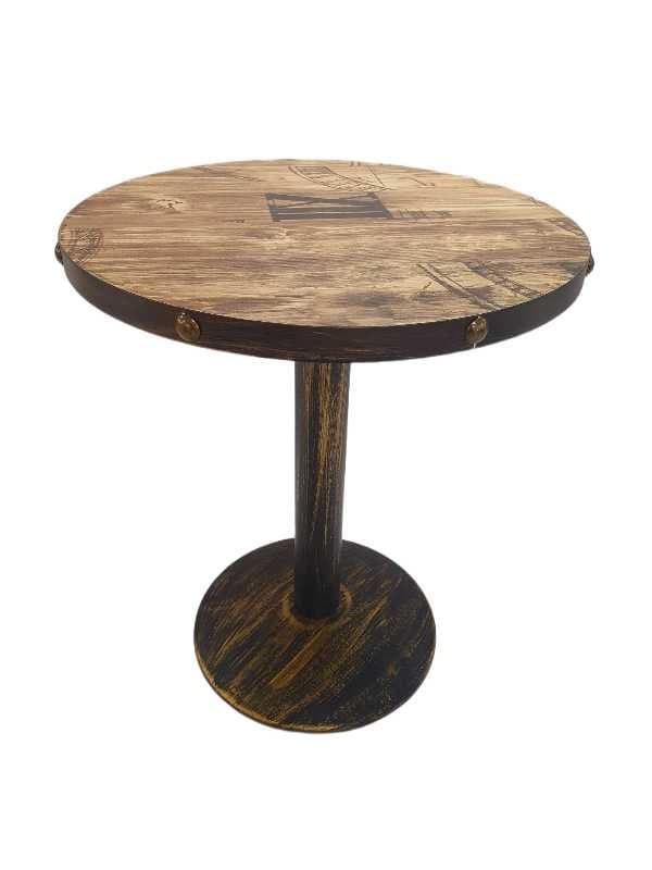 MESA REDONDA 80x80x75CM SOBRE MELAMINA MARRON / BASE BRONCE