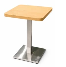 MESA CUADRADA 80x80x75CM SOBRE MELAMINA MARRON CLARO / BASE INOX