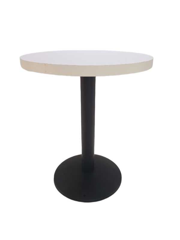 MESA REDONDA 60x75CM SOBRE PLYWOOD BLANCO / BASE NEGRA