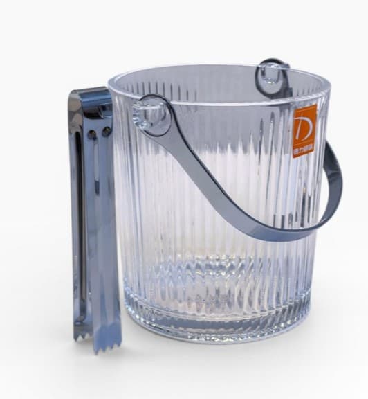 HIELERA DE VIDRIO TALLADO CON PINZA 980 ML