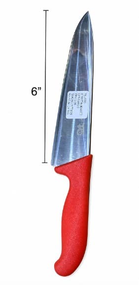 CUCHILLO DE CHEF CON MANGO ROJO 6"