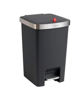 BASURERO GRIS CON PEDAL Y BORDE EN AINOX DE 25L