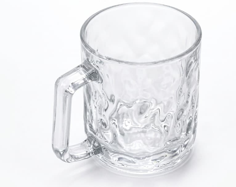 TAZA DE VIDRIO CON RELIEVE SET 6 PZAS 350 ML / 11.8 OZ