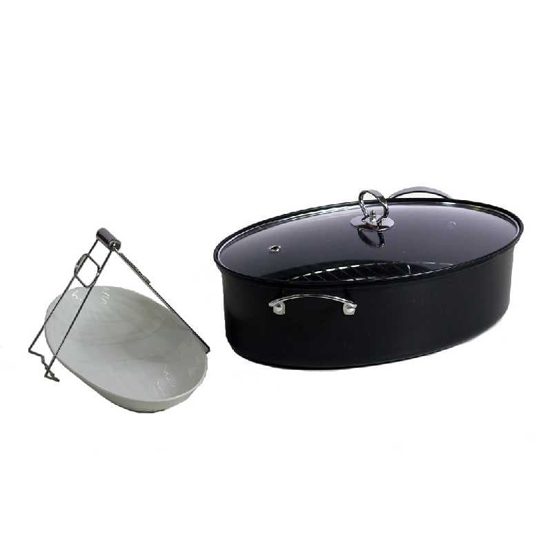 OLLA INOX NEGRA PARA PESCADO 38.7x25x10.8 CM