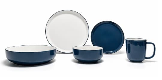 PLATO DE CERÁMICA REDONDO BLANCO/AZUL 8"