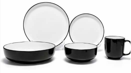 PLATO DE CERÁMICA REDONDO BLANCO/NEGRO 10.5"