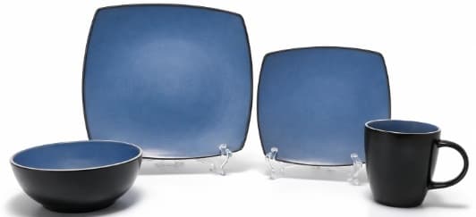 PLATO DE CERÁMICA CUADRADO AZUL/NEGRO 7.5"