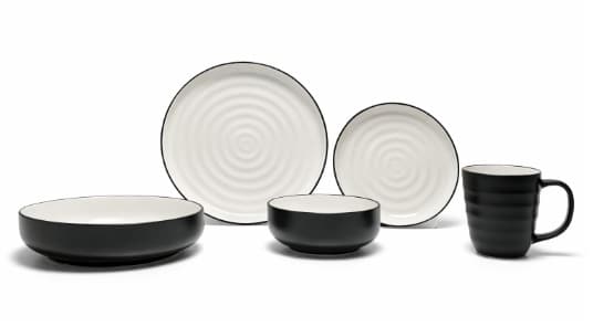 PLATO DE CERÁMICA REDONDO BLANCO/NEGRO 7.5"