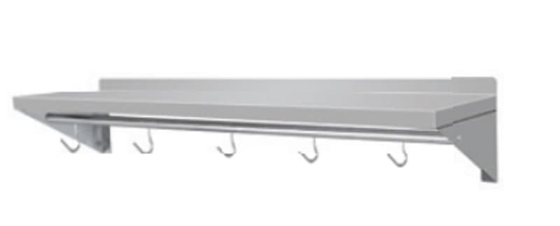 REPISA INOX PARA PARED CON GANCHOS 150*30*18+3CM