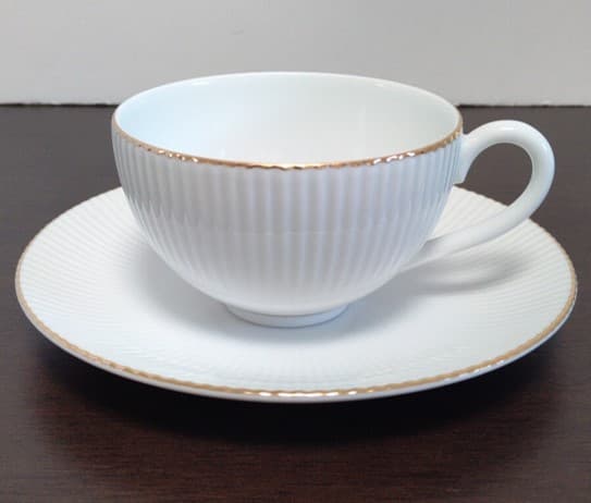 TAZA DE CERÁMICA CON PLATO BLANCA 200 ML / 6.8 OZ SET 6 PZAS