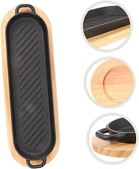 PLATO DE HIERRO CON BASE DE MADERA 38 x 10 x 8.3 CM