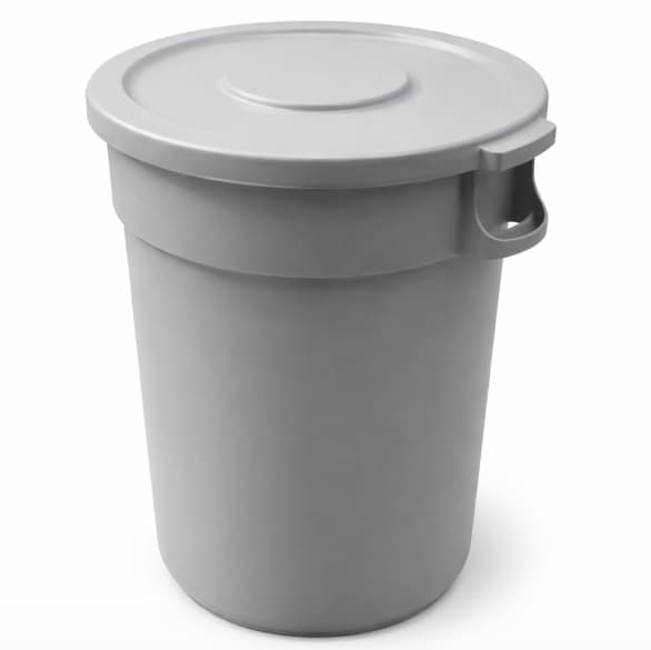 BASURERO GRIS CON TAPA 60 LITROS