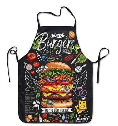 DELANTAL COMPLETO ESTAMPADO HAMBURGUESA 60X80 CM