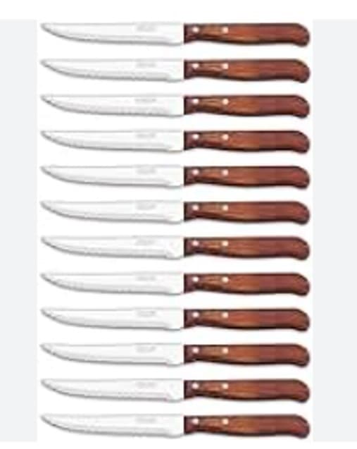 CUCHILLO DE SIERRA MANGO DE MADERA 21 CM SET 12 PIEZAS