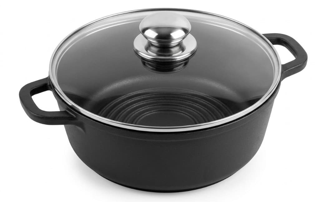 OLLA DE INDUCCIÓN ALUMINIO ANTIADHERENTE CON TAPA DE VIDRIO 28CM