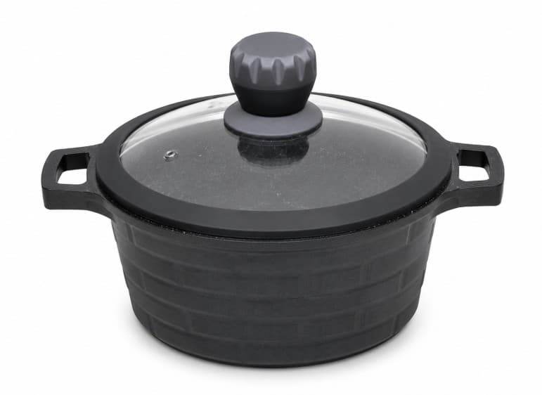 OLLA DE CERÁMICA DE INDUCCIÓN CON TAPA DE VIDRIO 5 LITROS / 24X11.5 CM