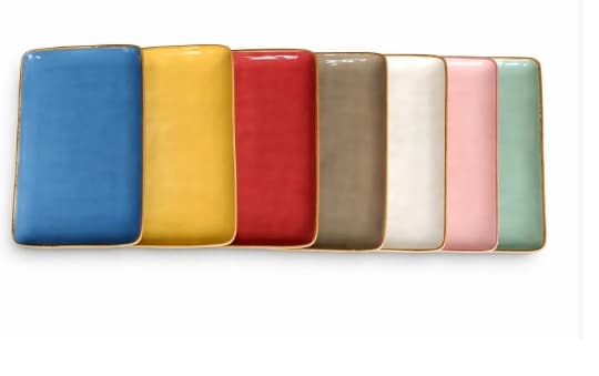 PLATO DE CERÁMICA RECTANGULAR COLORES VARIADOS 10.5" 26.5x18.5X1.5 CM