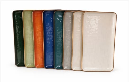 PLATO DE CERÁMICA RECTANGULAR COLORES VARIADOS 14.4"