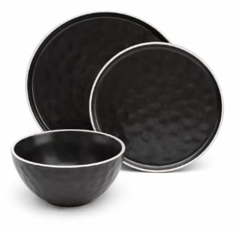 PLATO DE CERÁMICA REDONDO NEGRO 8.25"