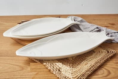 BANDEJA DE CERÁMICA PESCADO BLANCO 16"