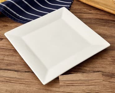 PLATO DE CERÁMICA CUADRADO BLANCO 12"