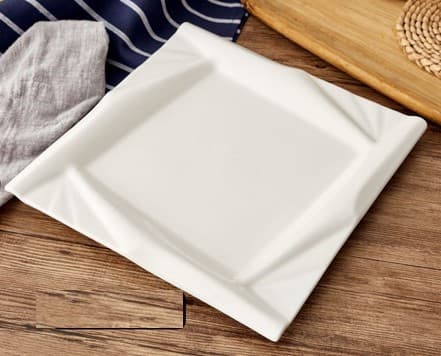 PLATO DE CERÁMICA CUADRADO BLANCO 12"
