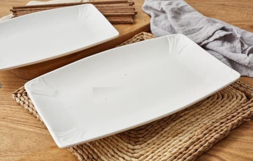 BANDEJA DE CERÁMICA RECTANGULAR BLANCA 10"