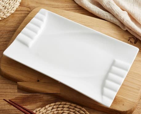 BANDEJA DE CERÁMICA RECTANGULAR BLANCA 12"