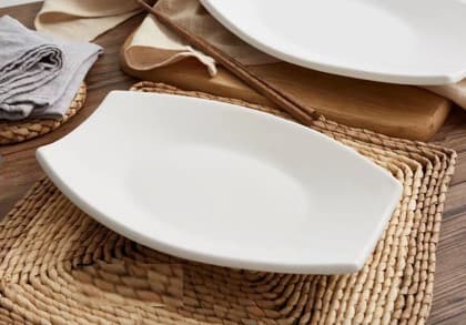 BANDEJA DE CERÁMICA RECTANGULAR BLANCA 12"
