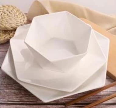 PLATO DE CERÁMICA ROMBO BLANCO 6"