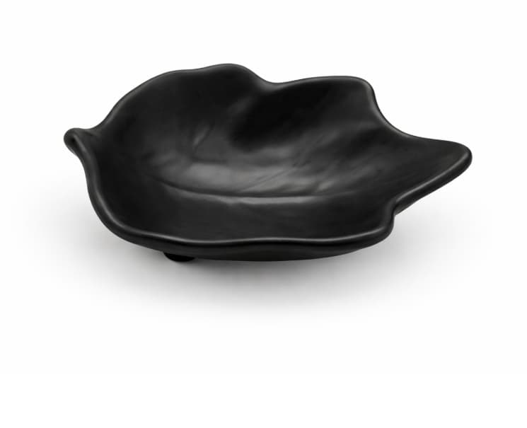 RAMEKIN DE MELAMINA NEGRO HOJA  10X8.5X3.2CM