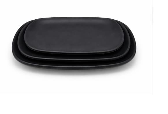 PLATO DE MELAMINA NEGRO RECTANGULAR 22.8x14.5x2.3CM/9