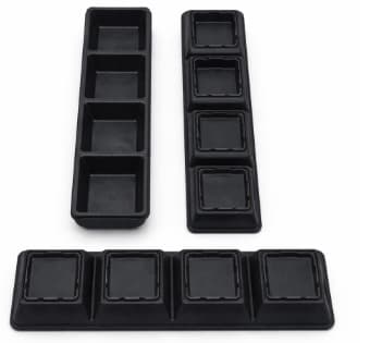 BANDEJA DE MELAMINA NEGRO 4 COMPARTIMENTOS 28X7.2X3CM