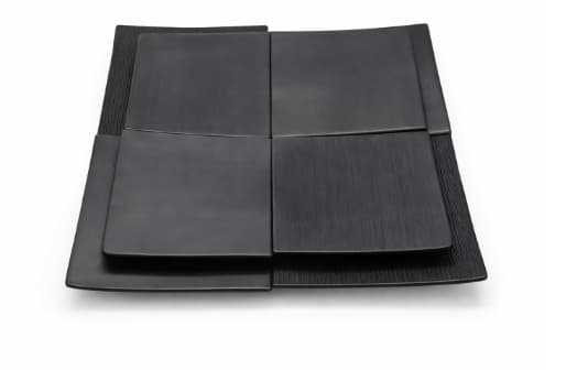 PLATO DE MELAMINA NEGRO CUADRADO 23x23x2.5CM/9