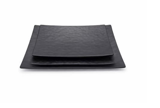 PLATO DE MELAMINA NEGRO CUADRADO 20.3x14x2.2CM/8