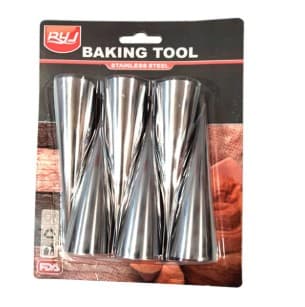 MOLDE DE ACERO INOXIDABLE CONICOS PARA CANNOLI SET DE 6 PZAS