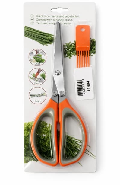 TIJERAS DE COCINA MULTICUCHILLA PARA HIERBAS Y VEGETALES CON PEINE LIMPIADOR
