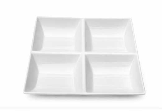PLATO ITALIA CUADRADO CON DIVISIONES BLANCO 10"