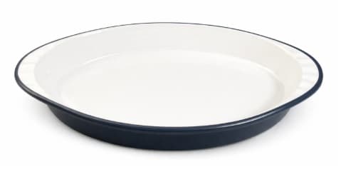 PLATO DE CERÁMICA OVALADO BLANCO CON NEGRO 12.60"