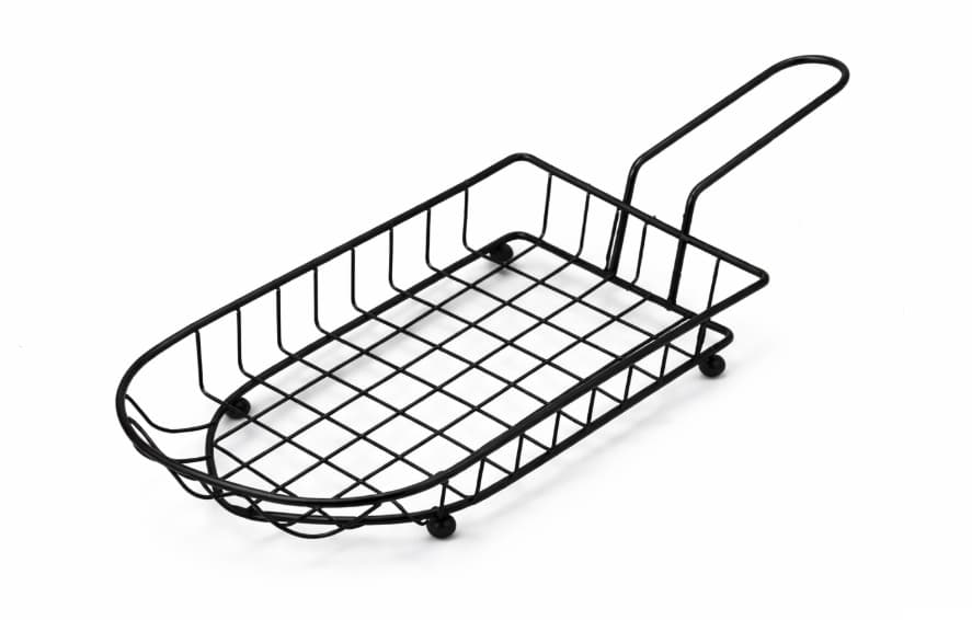 CESTA DE SERVIR NEGRA CON ASA 24X12.5X4 CM