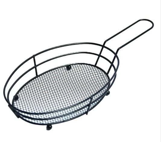 CESTA DE SERVIR NEGRA OVALDA CON ASA 18.5X10.5X5 CM