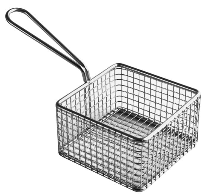 CESTA DE SERVIR CUADRADA CON ASA 10X10X6 CM