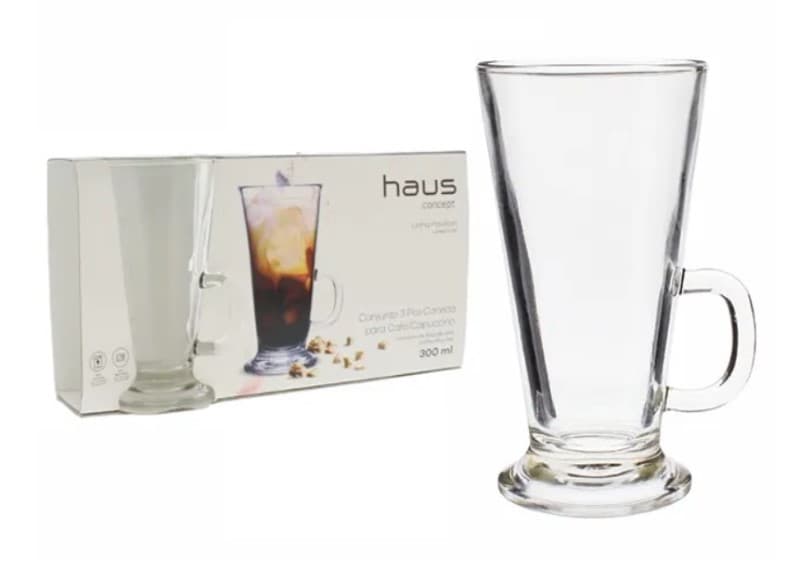 TAZA DE VIDRIO 300ml / 10oz SET 3 PZAS
