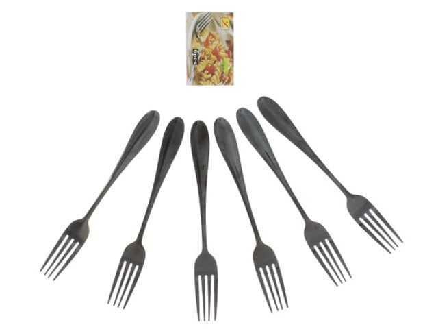 TENEDOR MESA NEGRO SET 6PZS
