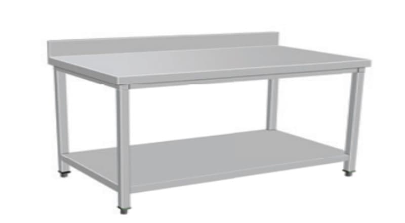Mesa de trabajo inox con respaldar con patas cuadradas 80*200*90cm 1 mm