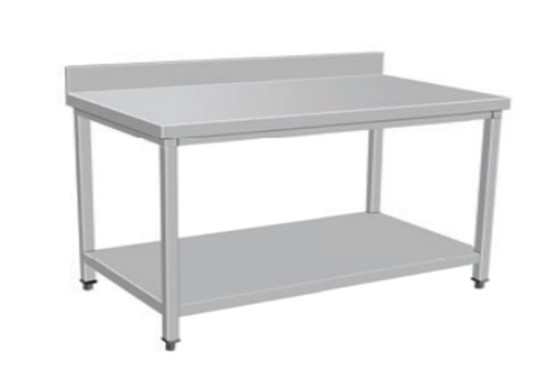 Mesa de trabajo inox con respaldar con patas cuadradas 80*240*90cm 1 mm