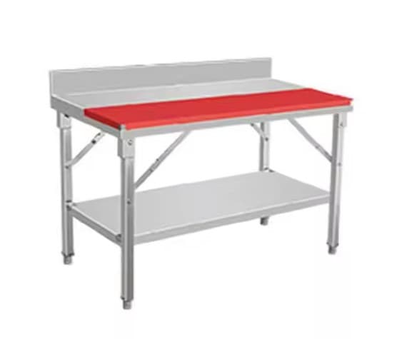Mesa de trabajo inox con respaldar y tabla de picar con patas cuadradas 70*100*90CM 1 MM