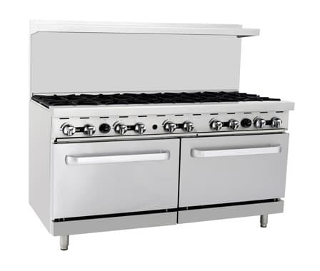 ESTUFA A GAS 10 QUEMADORES CON 2 HORNOS 36" CHEFS FACTORY