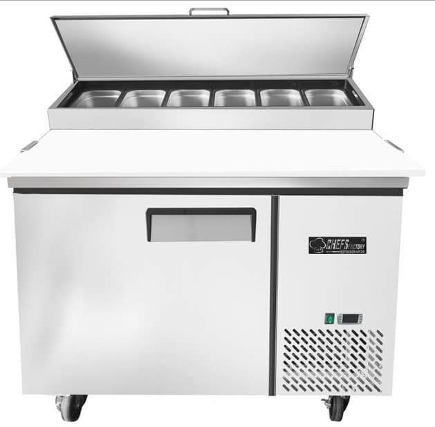 MESA REFRIGERADA DE PIZZA 1 PUERTA 44" 6 BANDEJAS CHEFS FACTORY